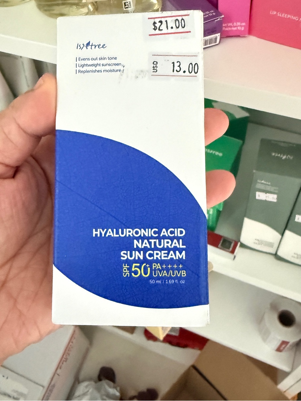 Isn’t tree Hyaluronic Acid Natural Sun Cream SPF 50+ - White & Blue